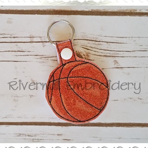 Basketball In The Hoop Snap Tab Key Fob Machine Embroidery Design