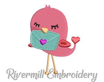 Small Love Bird w/ Letter Machine Embroidery Design - 3 Sizes