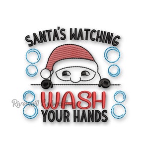 Babbo Natale ti guarda, lavatevi le mani, carta igienica natalizia, ricamo a macchina