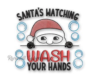 Santa's Watching Wash Your Hands Christmas Toilet Paper Machine Embroidery Design
