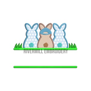 Boy Bunny Trio Frame Easter Applique Machine Embroidery Design - 4 Sizes Rabbits