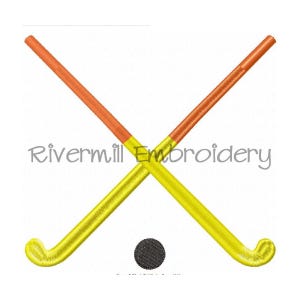 Crossed Field Hockey Sticks Machine Embroidery Design - 4 Sizes - Instant Download PES DST Digital File Rivermill Embroidery