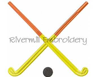 Crossed Field Hockey Sticks Machine Embroidery Design - 4 Sizes - Instant Download PES DST Digital File Rivermill Embroidery