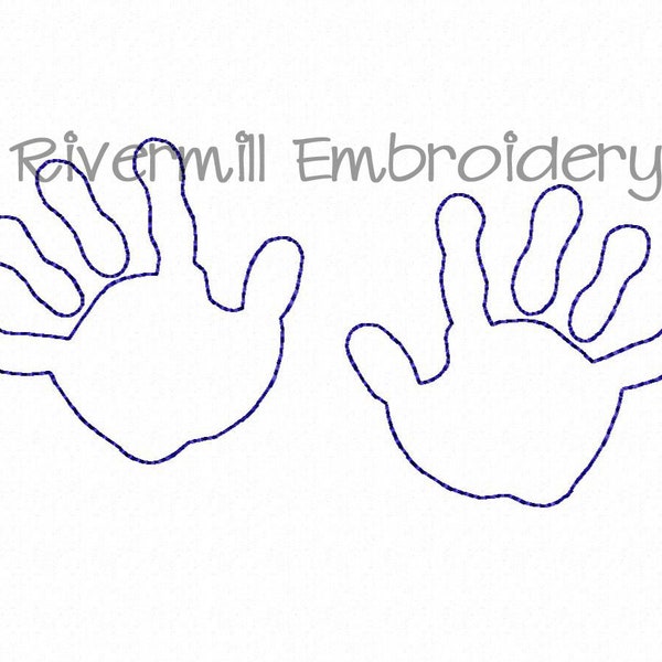 Baby Handprints Outline Machine Embroidery Design - 4 Sizes