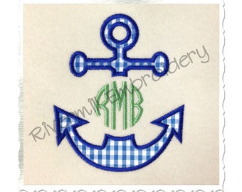 Applique Anchor Monogram Frame Machine Embroidery Design - 4 Sizes - Instant Download PES DST Digital File Rivermill Embroidery