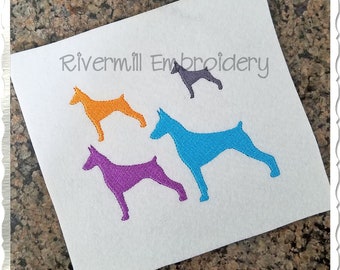 Mini Doberman Silhouette Machine Embroidery Design - 4 Sizes