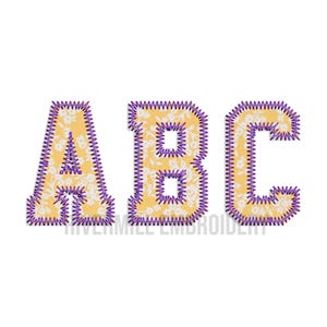Small 2&quot; & 2.5&quot; Zig Zag Varsity Collegiate Applique Machine Embroidery Font Monogram Alphabet - Instant Digital Download File