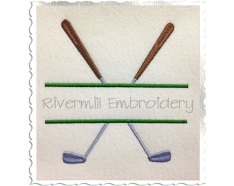 Split Golf Clubs Machine Embroidery Design - 4 Sizes