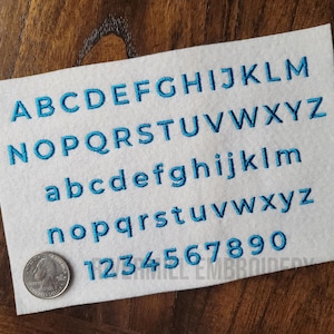 Small Block Machine Embroidery Font Alphabet - 3/8&quot;, 1/2&quot;, & 3/4&quot; - BX Files Instant Download Design PES