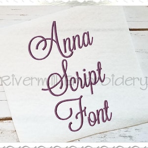 Anna Script Machine Embroidery Font Monogram Alphabet - 3 Sizes - BX Files Instant Download Design PES Rivermill Embroidery
