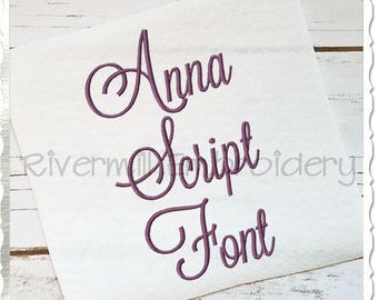 Anna Script Machine Embroidery Font Monogram Alphabet - 3 Sizes