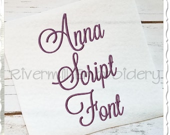 Anna Script Machine Embroidery Font Monogram Alphabet - 3 Sizes - BX Files Instant Download Design PES Rivermill Embroidery