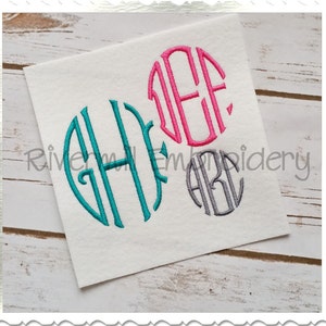 Oval 3 Letter Monogram Machine Embroidery Font Alphabet - 3 Sizes - BX Files Instant Download Design PES