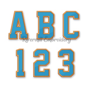 4x4 Size - 2 Color Varsity Style Machine Embroidery Font Monogram Alphabet - BX Files Included Instant Download Digitized Design PES DST +