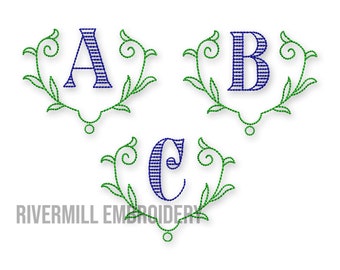 Aston Monogram Machine Embroidery Font Alphabet
