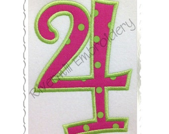 Curlz Applique Numbers Machine Embroidery Design - 4 Sizes