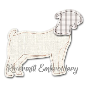 Raggy Applique Show Goat Machine Embroidery Design - 4 Sizes - Instant Download PES DST Digital File Rivermill Embroidery