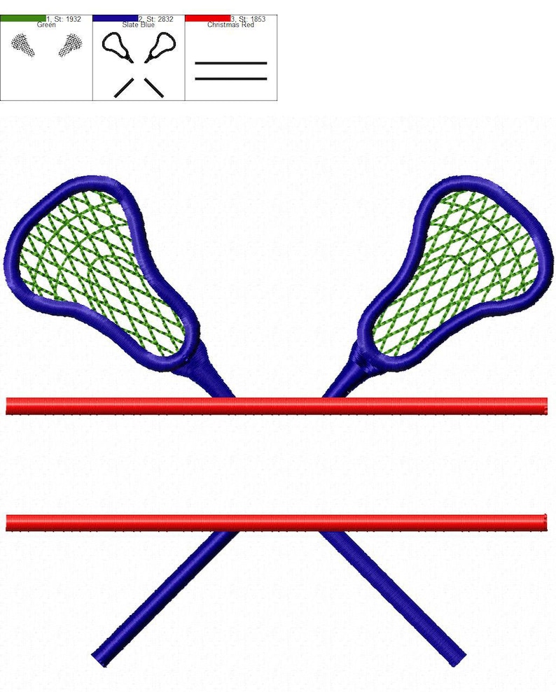 Split Lacrosse Machine Embroidery Design 4 Sizes Etsy
