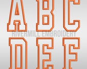 Tall Varsity Collegiate Academic Applique Machine Embroidery Font Monogram Alphabet - 4 Sizes - BX Files Instant Download Design PES