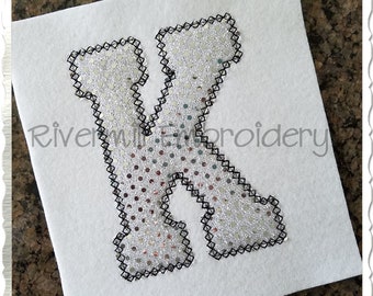 Varsity Diamond Edge stoffen Machine borduurwerk lettertype alfabet - 4 maten - BX-bestanden direct downloaden ontwerp PES