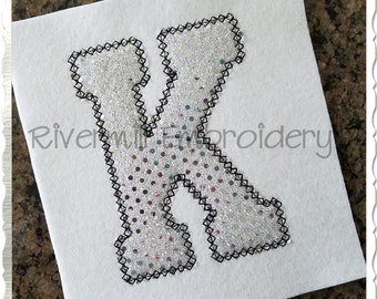 Varsity Diamond Edge Applique Machine Embroidery Font Alphabet - 4 Sizes