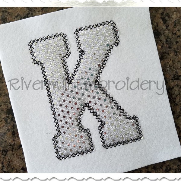 Varsity Diamond Edge Applique Machine Embroidery Font Alphabet - 4 Sizes