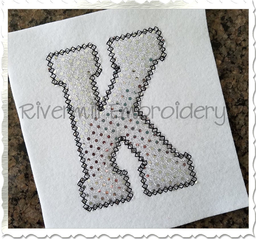 Varsity Diamond Edge Applique Machine Embroidery Font Alphabet - 4 Sizes - BX Files Instant Download Design PES