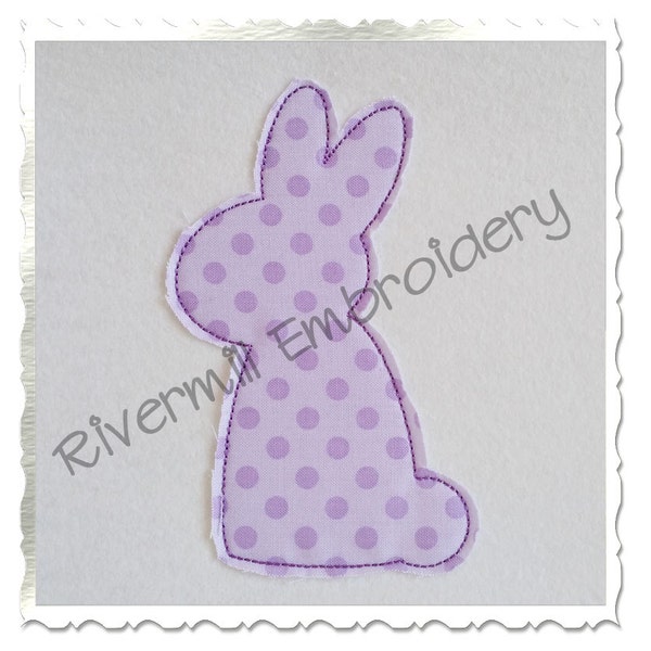 Bunny Silhouette Raggy Applique Machine Embroidery Design - 4 Sizes