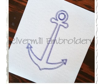 Scribble Sketch Anchor Machine Embroidery Design - 4 Sizes