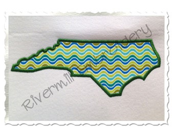 Large State of North Carolina Applique Machine Embroidery Design - 4 Sizes - Instant Download PES DST Digital File Rivermill Embroidery