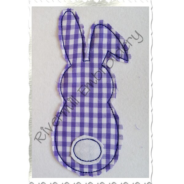 Bunny With A Tail Raggy Applique Machine Embroidery Design - 4 Sizes