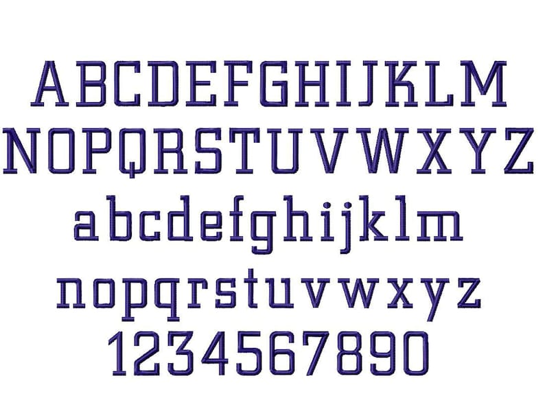 Athletic Block Thin Machine Embroidery Font Alphabet 3 Sizes Etsy