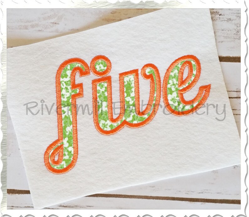 Applique Word Five Machine Embroidery Design 3 Etsy