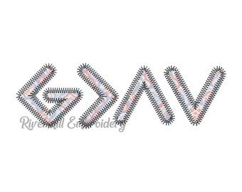 Zig Zag Applique God is Greater Than The Highs & Lows Machine Embroidery Design - 4 Sizes