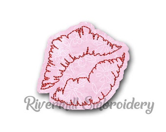 Small Raggy Applique Lipstick Print Machine Embroidery Design - 4 Sizes