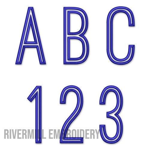 Two Color Tall Thin Outline Machine Embroidery Font Monogram - Etsy
