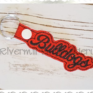 Bulldogs In The Hoop Snap Tab Key Fob Machine Embroidery Design