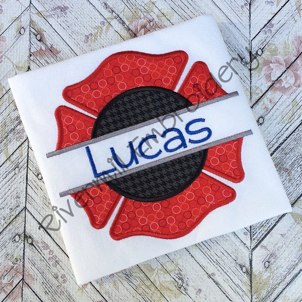 Split Applique Firefighter Maltese Cross Machine Embroidery Design - 4 Sizes - Instant Download PES DST Digital File Rivermill Embroidery