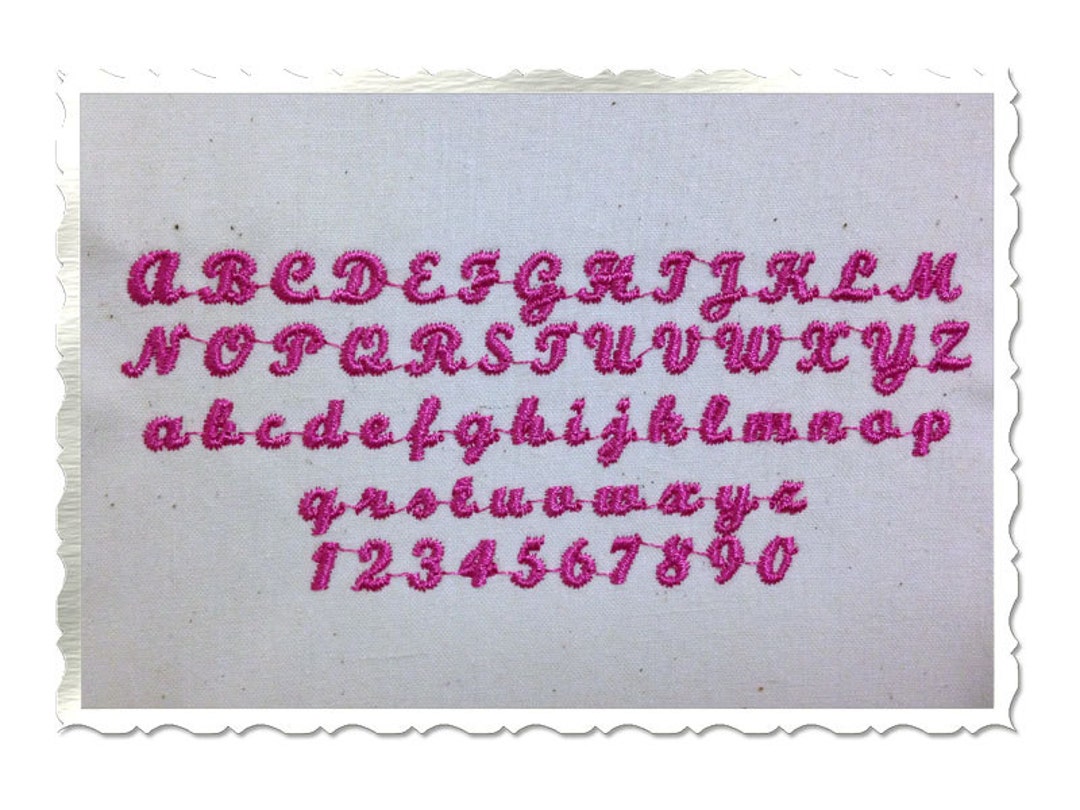 Mini Script Machine Embroidery Font Alphabet - 1/2
