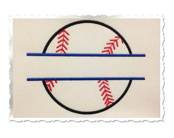Split Baseball or Softball Applique Machine Embroidery Design - 4 Sizes - Instant Download PES DST Digital File Rivermill Embroidery