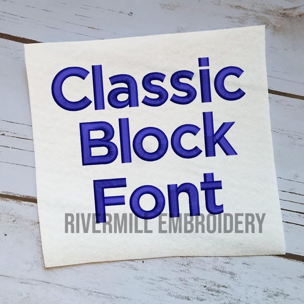 Classic Block Machine Embroidery Font Alphabet - 3 Sizes - BX Files Instant Download Design PES Rivermill Embroidery