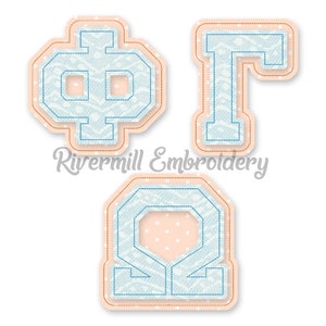 Raggy Doppelapplikation griechische Varsity-Maschinenstickerei Schrift Alphabet - 4 Größen - BKl Dateien Instant Download Design PES