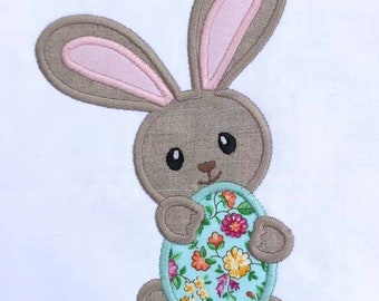 Easter Bunny With An Egg Applique Machine Embroidery Design - 3 Sizes