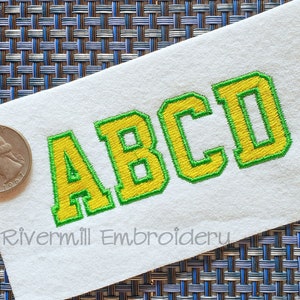Small 2 Color Varsity Style Machine Embroidery Font Monogram Alphabet - BX Files Instant Download Design PES