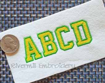 Small 2 Color Varsity Style Machine Embroidery Font Monogram Alphabet