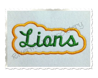 Applique Lions Team Name Machine Embroidery Design - 4 Sizes