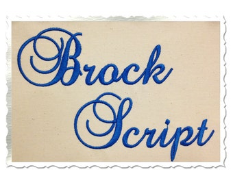 Brock Script Machine Embroidery Font Monogram Alphabet - 3 Sizes - BX Files Instant Download Design PES Rivermill Embroidery