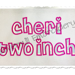 Small 2 Inch Cheri Applique Machine Embroidery Font Monogram Alphabet - BX Files Instant Download Design PES Rivermill Embroidery