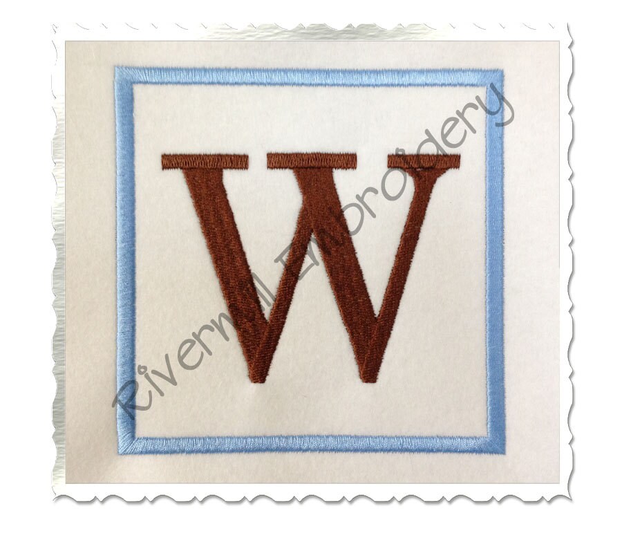 Vierkant monogram eerste machineborduurlettertype alfabet - 4 maten - BX-bestanden direct downloaden Ontwerp PES