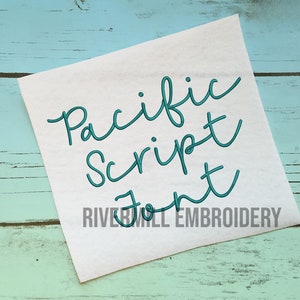 Pacific Script Machine Embroidery Font Monogram Alphabet - 3 Sizes - BX Files Instant Download Design PES